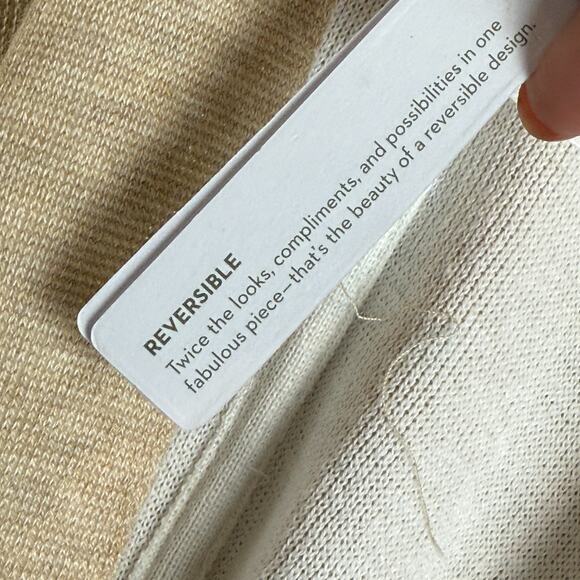 Chico's Cardigan One Size Beige Knit Asymmetrical Open Front Fringe Hem NWT - Picture 6 of 6